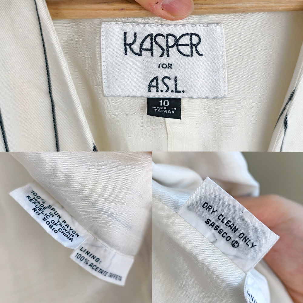 Vintage Kasper White and Black Striped Blazer - Picture 7 of 8